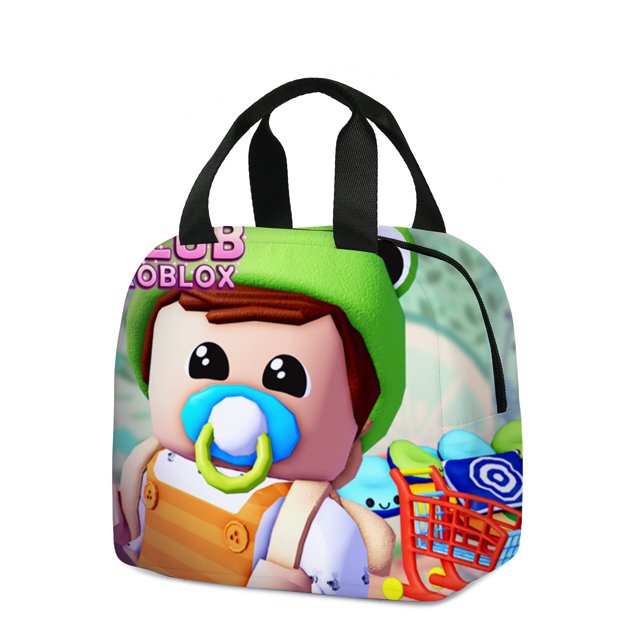 ROBLOX-fiambrera portátil de dibujos animados para niños, fiambrera refrigerada, organizador de moda