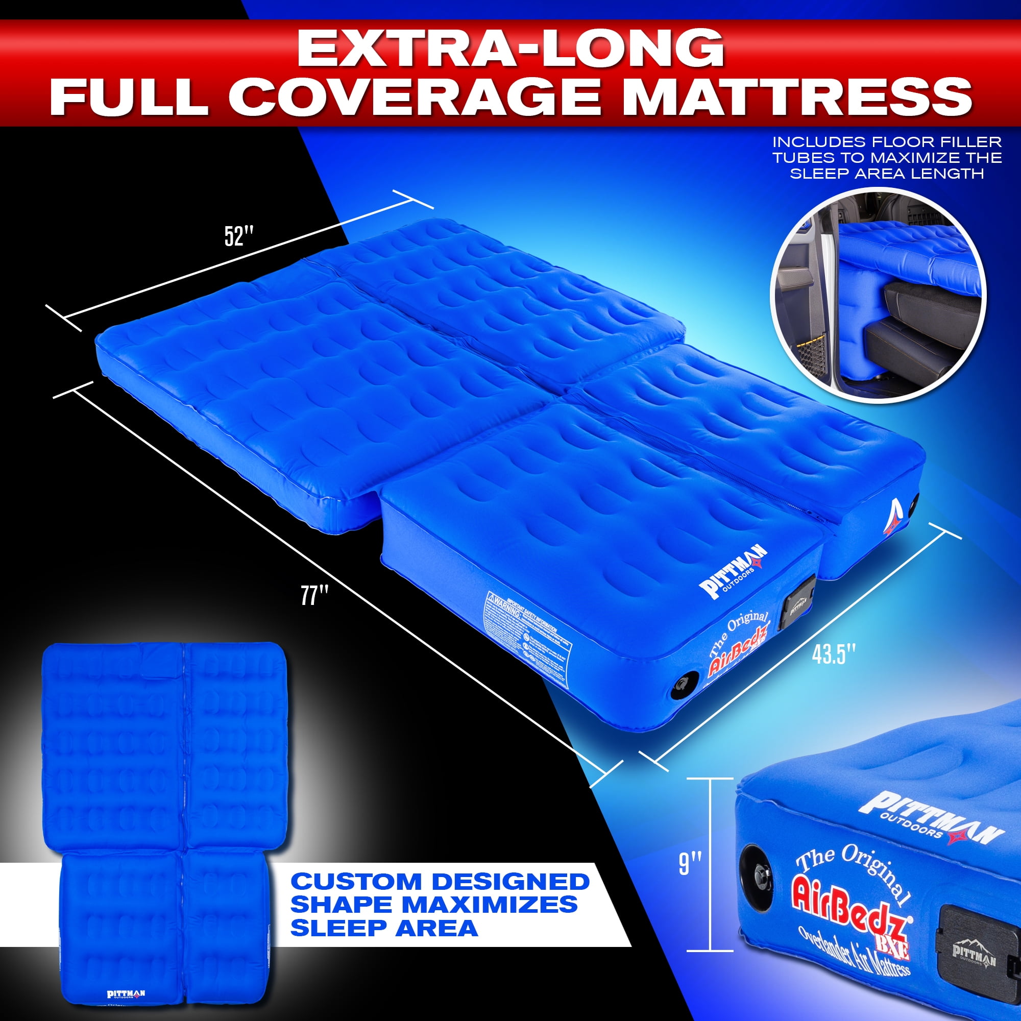 AirBedz by Pittman Outdoors - Bronco 2-Piece Rear Seats Down Air Mattress with Built-in Pump