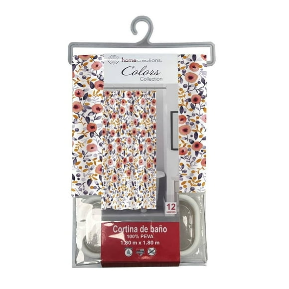 Cortina de Baño Home Creations HCRE CORTINA P FLORE Flores Rosas 180x180 cm