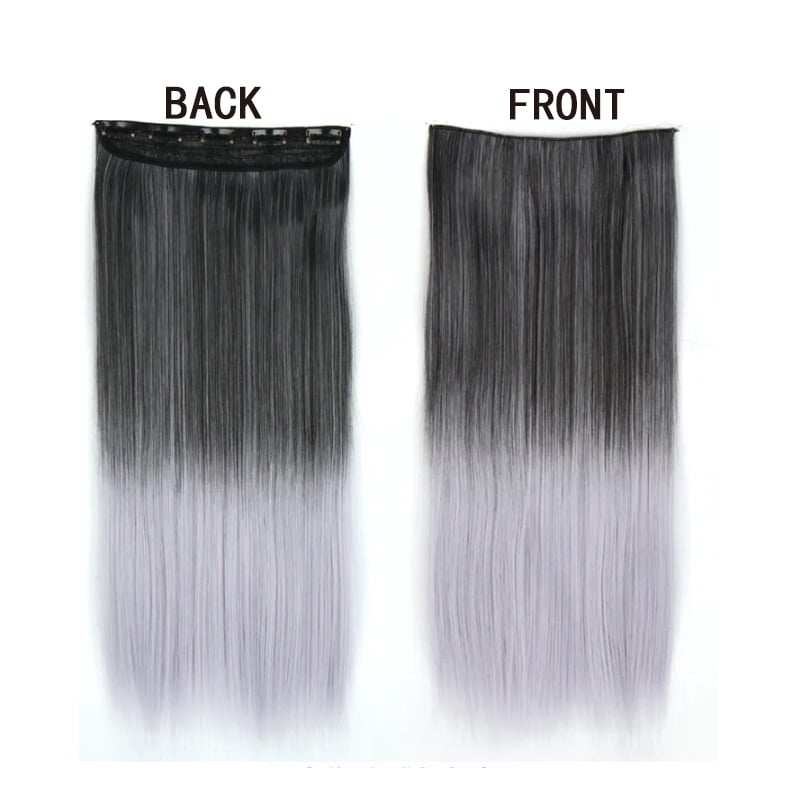 H&STAR  22Inch Synthetic  One Piece Gray Ombre Long Straight Hairpiece for Women Girl Hair Accessories