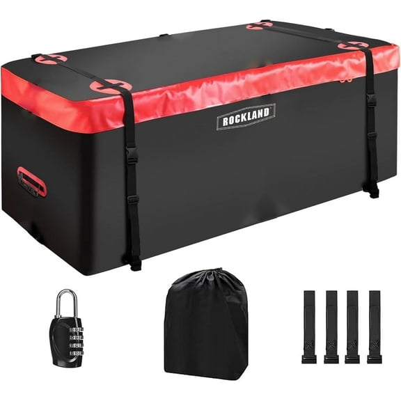 Rockland Soft Hitch Waterproof Cargo Carrier Bag, 14.5 cu.ft., 55" x 19" x 24", 100% Weather Resistant Storage with an Anti Theft Lock and 4 Safety Straps, for Cars Trucks SUVs