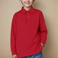 thumbnail image 2 of HUCOAE White Shirts Boys Long Sleeve Shirt Boys' School Uniform Long Sleeve Polo Shirt, Button Closure, Comfortable Fabric B22 shirt Red 8-9 Years, 2 of 5