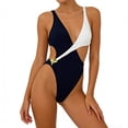 thumbnail image 5 of BSDJILFG Black and White Swimsuits for Women One-Piece Monokini Bathing Suit Criss Cross V-Neck Slimming Beachwear Vacation, 5 of 6