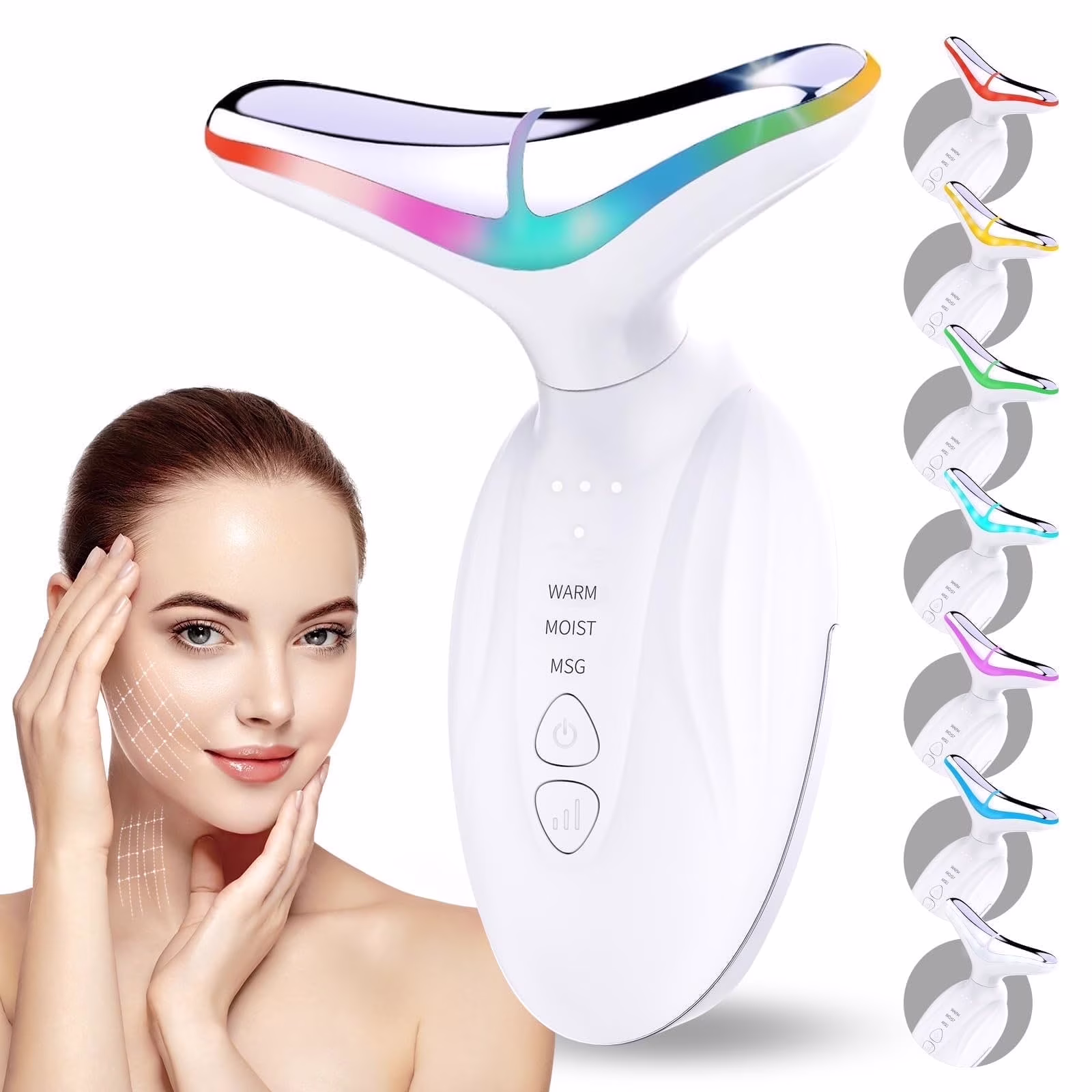 ELORTI Neck Massager with Heat, 100,000 RPM Vibration for Face and Neck, Ultra Lightweight 85g, Type-C Cordless, 5 Min Auto Off, Gift for Women