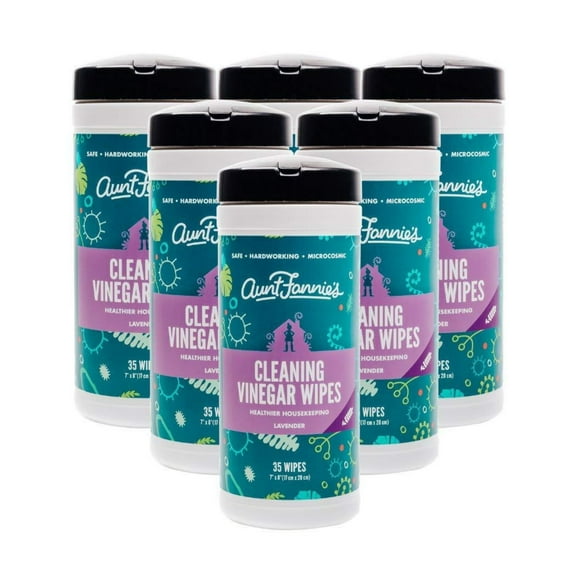 Aunt Fannie's Vinegar Cleaning Wipes, 35 Count (Lavender, 6-Pack)