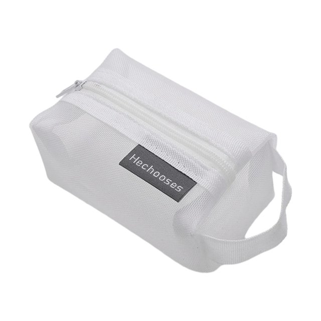 Bolsa de maquillaje con cremallera de malla, bolsa organizadora de artículos de tocador moderna multifuncional, estuche organizador de viaje simple, Blanco Fernando Bolsa de malla con cremallera