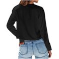 thumbnail image 3 of Scyoekwg Womens Blouses Dressy Casual Crew Neck Basic Short Tops Solid Color Loose Long Sleeve T Shirts Lightweight Fall Tops Trendy Pullover (Black,XL), 3 of 3