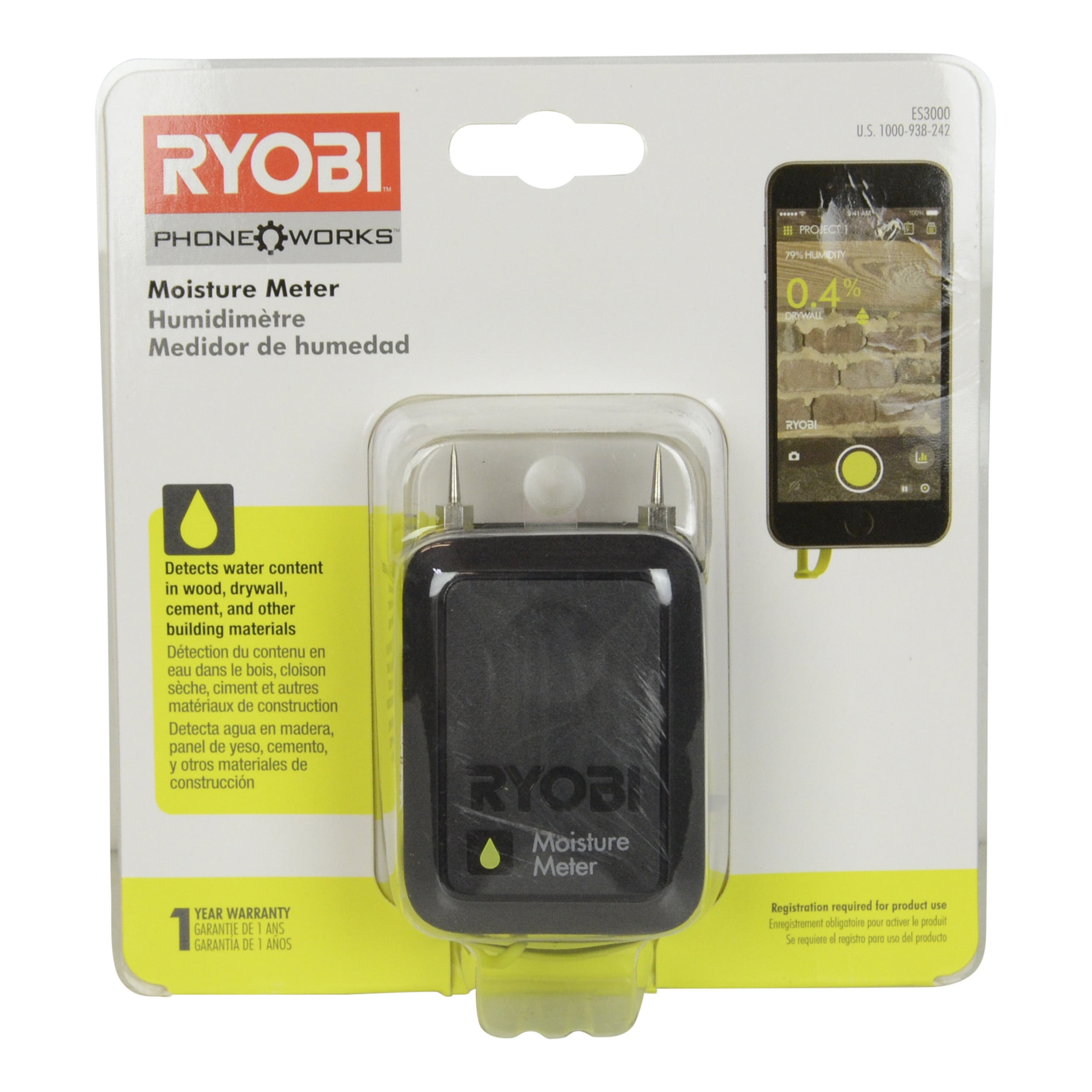 RYOBI Phone Works Moisture Meter ES 3000 FREE SHIPPING!