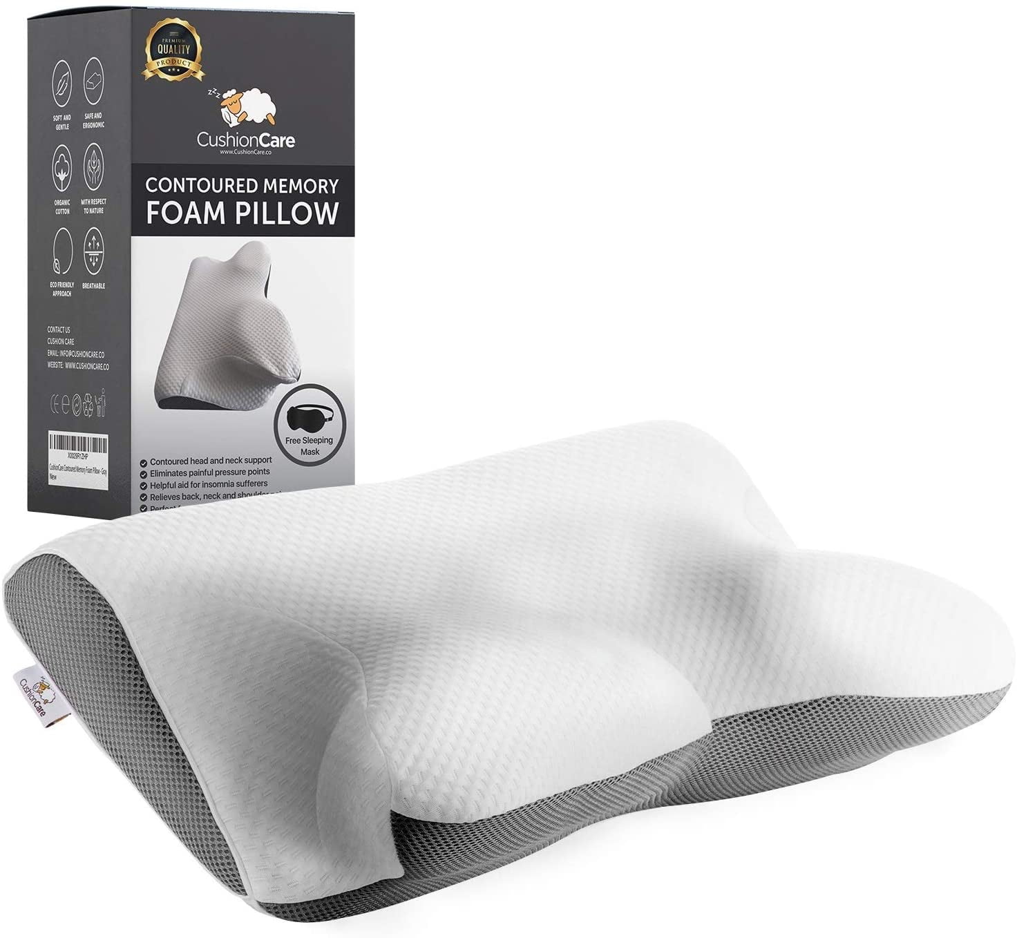 Cervical Memory Foam Pillow for Neck and Shoulder Pain Relief – Ergonomic, Orthopedic Pillow for Side, Back, Stomach Sleepers - Contour Pillows for ...