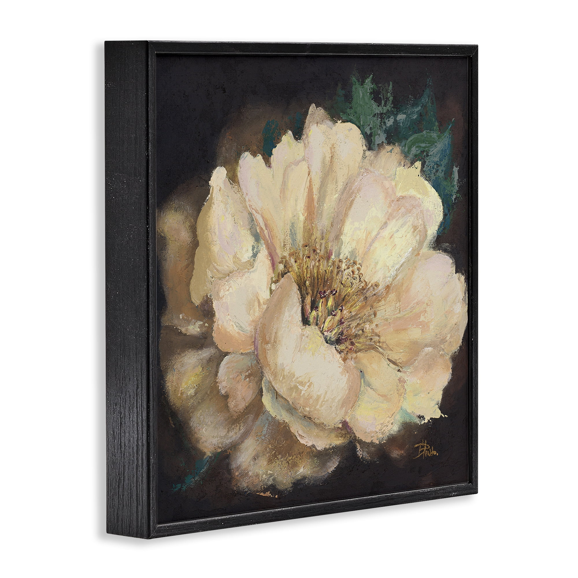 Stupell Industries Blooming White Magnolia Botanical & Floral Painting Black Framed Art Print Wall Art, 12 x 12