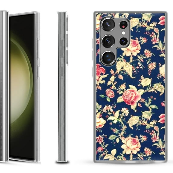 Shockproof Gel Phone Case for Samsung Galaxy S23 Ultra 5G, by OneToughShield ® - Floral Garden