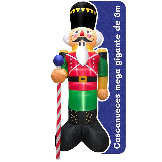 Inflable de Navidad CASCANUECES Artego mega gigante 3m de alto con luces led