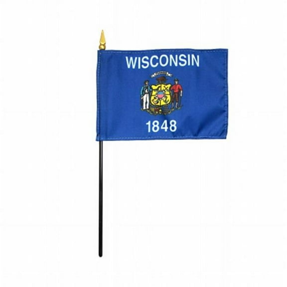 Annin Flagmakers 150049 4 x 6 in. Eb Wisconsin Mounted, Pack Of 12