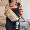 thumbnail image 1 of Bolso Bandolera Bolso de pecho para mujer, Bolso de cintura de nailon bordado, Bolso de compras con pentagrama (amarillo), 1 of 8