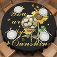 thumbnail image 2 of Yellow Sunflowers Round Tablecloth 60 inches You Are My Sunshine Butterflies Black Background Waterproof Oil-Proof Table Cloth Round Table Cover for Holiday Party Picnic Dinner Decor Indoor Outdoor, 2 of 9