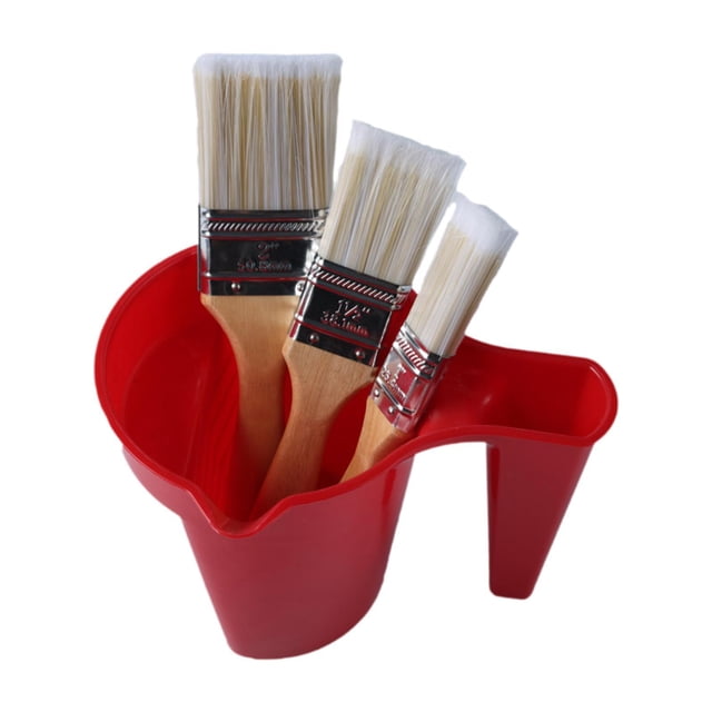 Juego de contenedores de pintura, contenedores de pintura de retoque con pincel, decoración de pared, herramienta manual multifunción hermética para p Rojo