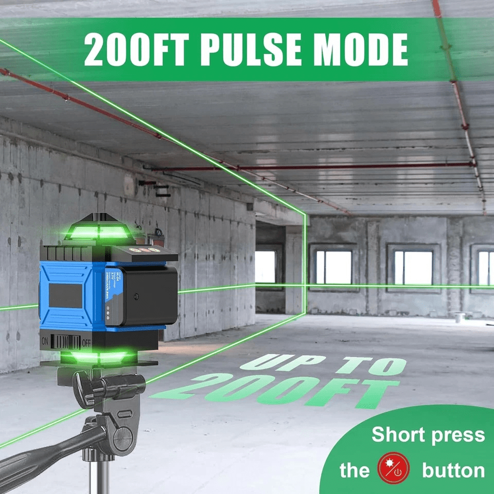 AZZUNOX Laser Level 360 Self Leveling Green Beam with LCD Screen, 4x360 lazer leveler tool, Rechargeable Battery & Magnetic Base - Ideal for Construction, Tiling, Tool Gift