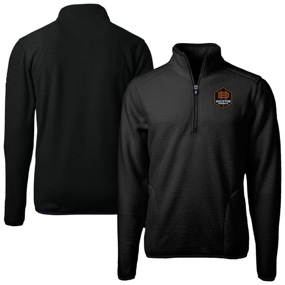 Men's Cutter & Buck Black Houston Dynamo FC Cascade Eco Fleece Quarter-Zip Jacket