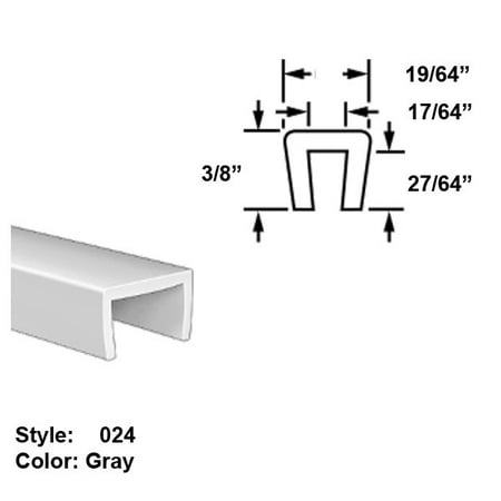 

Slippery MDS-Filled Nylon Plastic U-Channel Push-On Trim Style 024 - Ht. 3/8 x Wd. 27/64 - Gray - 10 ft long