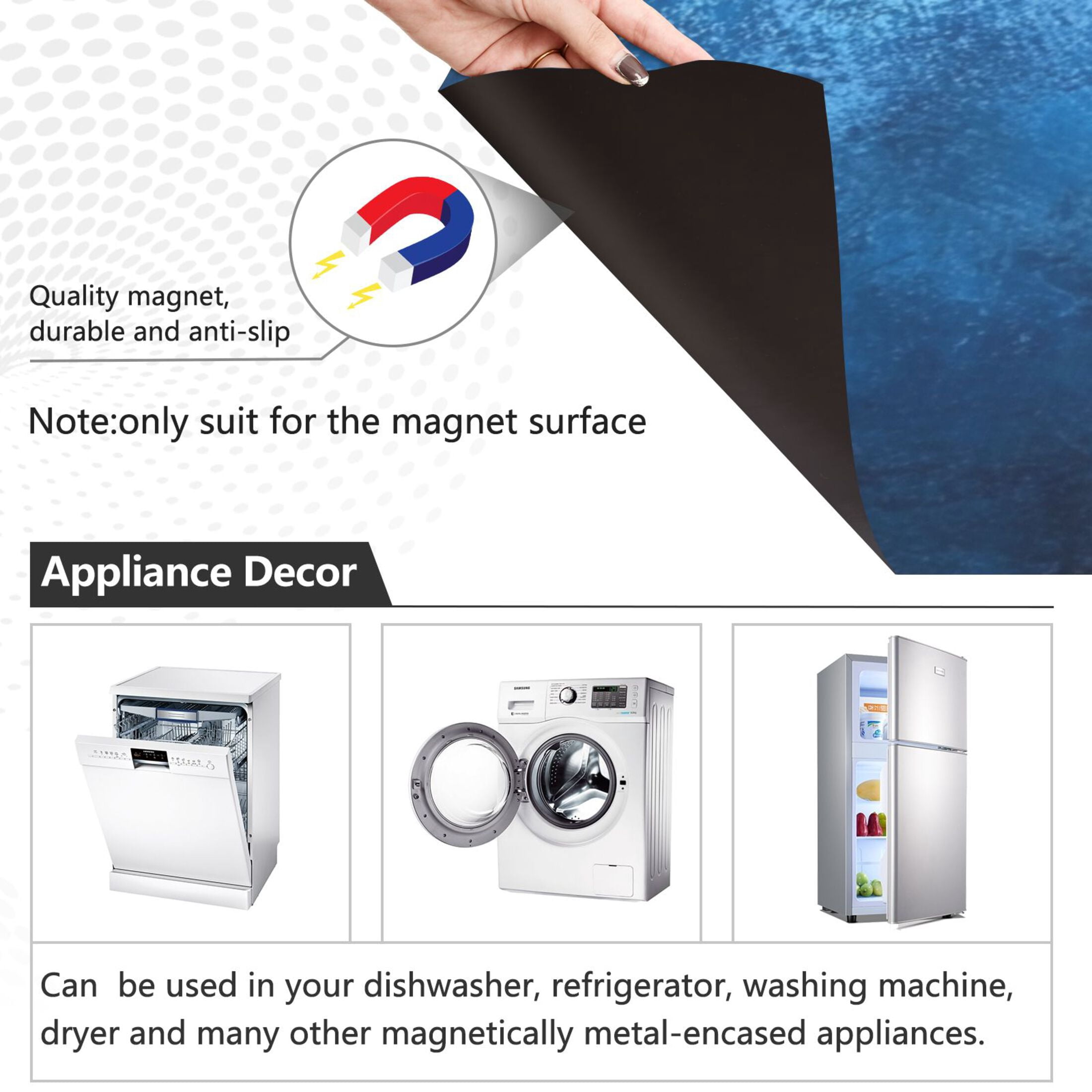 Dishwasher Magnetic Sticker 23x26 Inch Refrigerator Magnetic Sticker Washing Machine Magnetic Sticker Kitchen Panel Magnetic Sticker Home Decor Blue Oil Painting