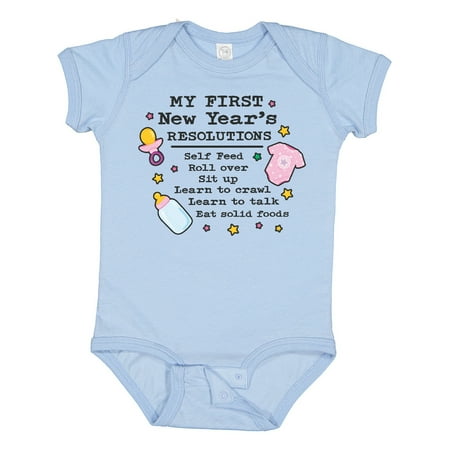 

Inktastic My First New Years Resolutions with Baby Clip Art and Stars Gift Baby Girl Bodysuit