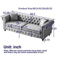 thumbnail image 7 of Mid Century Modern Sofa, 85.5" Fabric Chesterfield Couch with Button Tufting & Nailhead Trim, 3 Seater Deep Seat Sofa with Rolled Arms and Wooden Legs for Living Room, Grey, 7 of 7