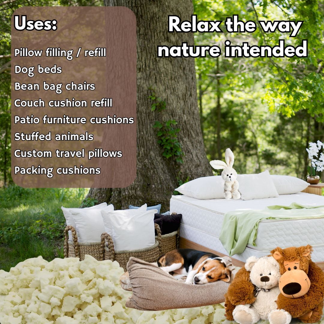 QQbed 40LBS Shredded Latex Foam - Filler for Stuffing, Pillows, Crafts, Bean Bags, Chairs, Dog Beds