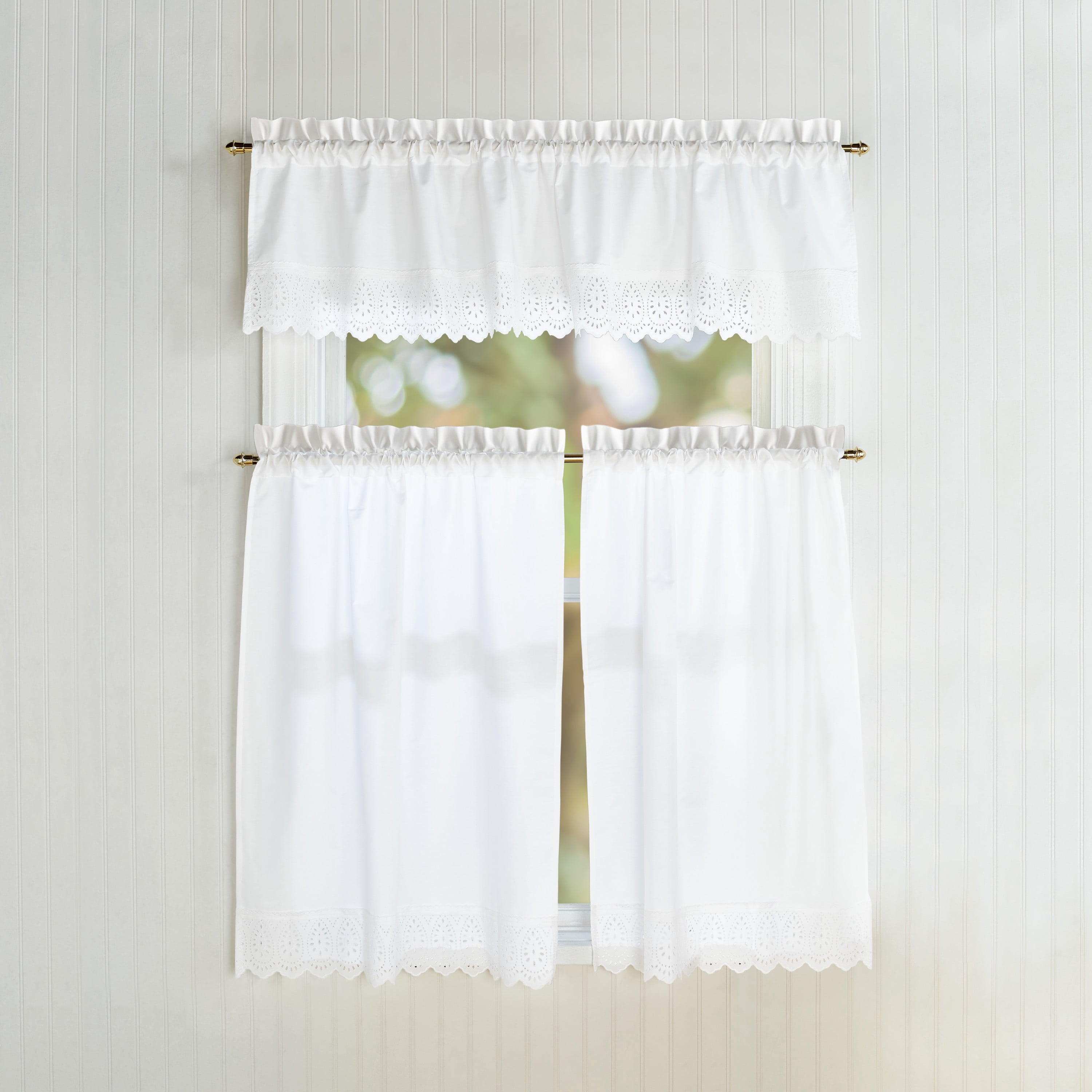 CHF Penny Eyelet 36" Tier Curtain, White