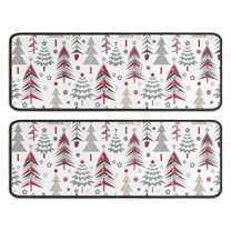 Kitchen Rugs Sets Of 2,White Christmas Tree Pattern Anti Fatigue Kitchen Mat Rugs Non Slip Washable,Decorative Kitchen Floor Mats for Kitchen,Sink,Laundry,17"x47" 17"x47"