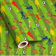Altarho Soccer Wrapping PresNok Paper Roll for Kids Boys Girls - Green Soccer Grassy Area Sports Design Happy birthday Gift Wrap Sheets for Birthday Celebration Party Supplies Total 28.5sq.ft