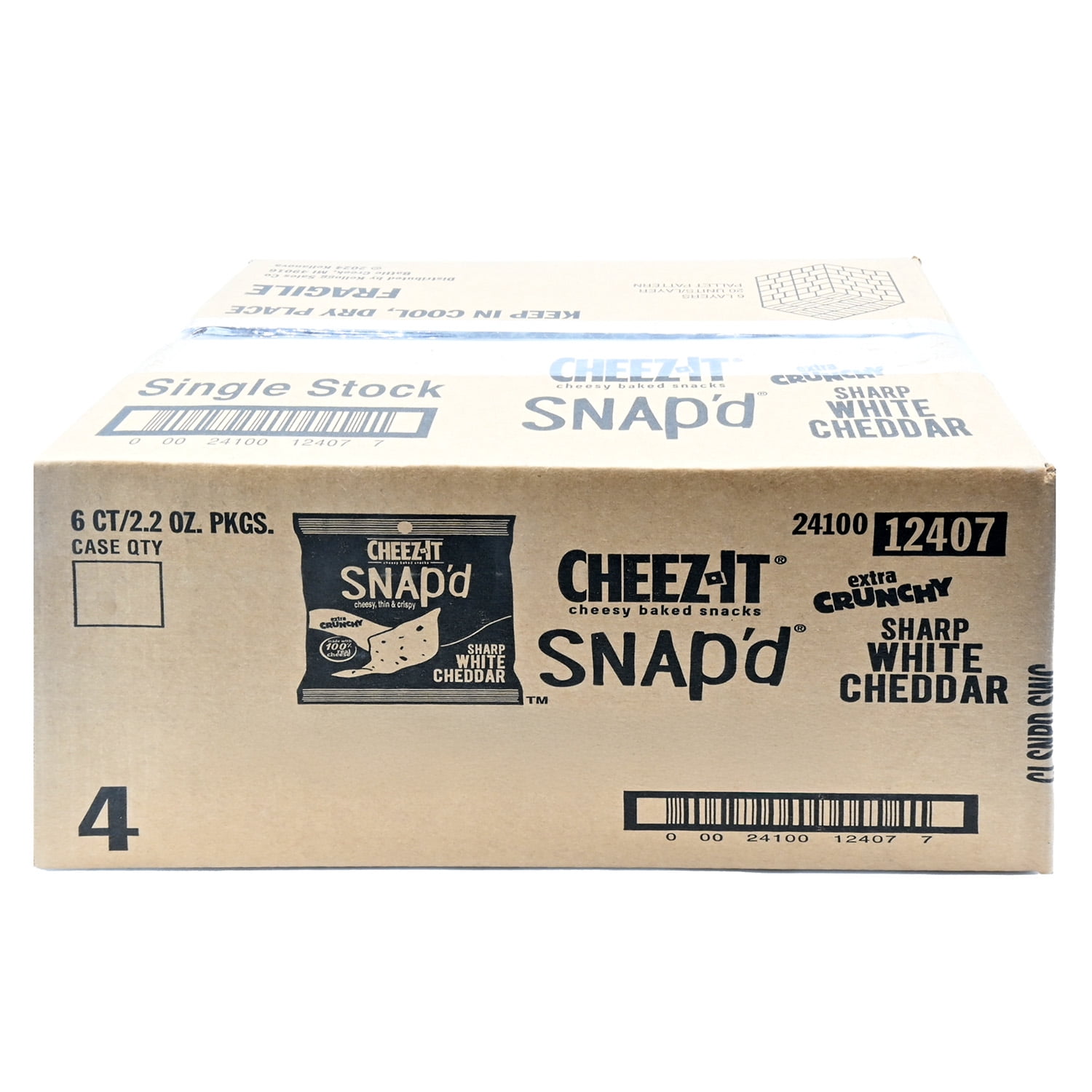 Cheez It Snapd Sharp White Cheddar 2.2oz Bags 6 Pack