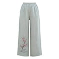 thumbnail image 6 of MYAOYINo Boundaries Linen Pants for Women Plum Blossom Embroidery Wide Leg Elastic Waist Casual, 6 of 6