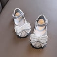 thumbnail image 7 of Gyujnb Toddler Girls Glitter Mary Jane Flats Rhinestone Bow Decor Adjustable Strap Soft Sole Princess Dress Shoes, Closed Toe,7.5-8 Years, 7 of 7