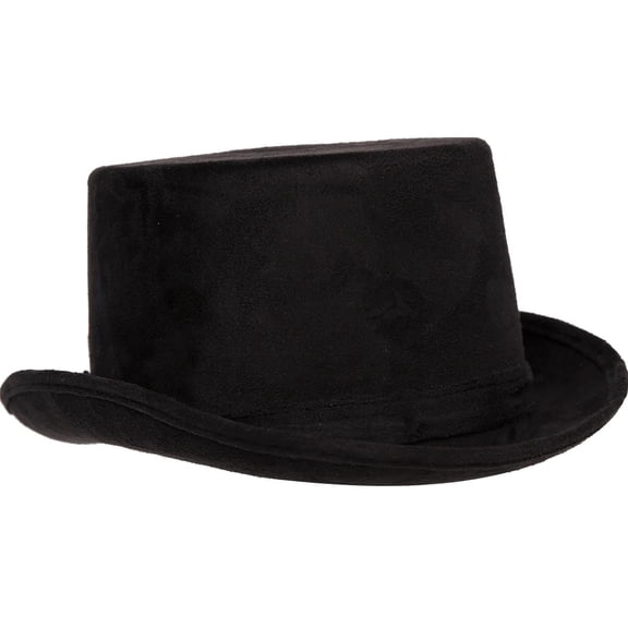 Black Faux Suede Top Hat Adult Costume Accessory