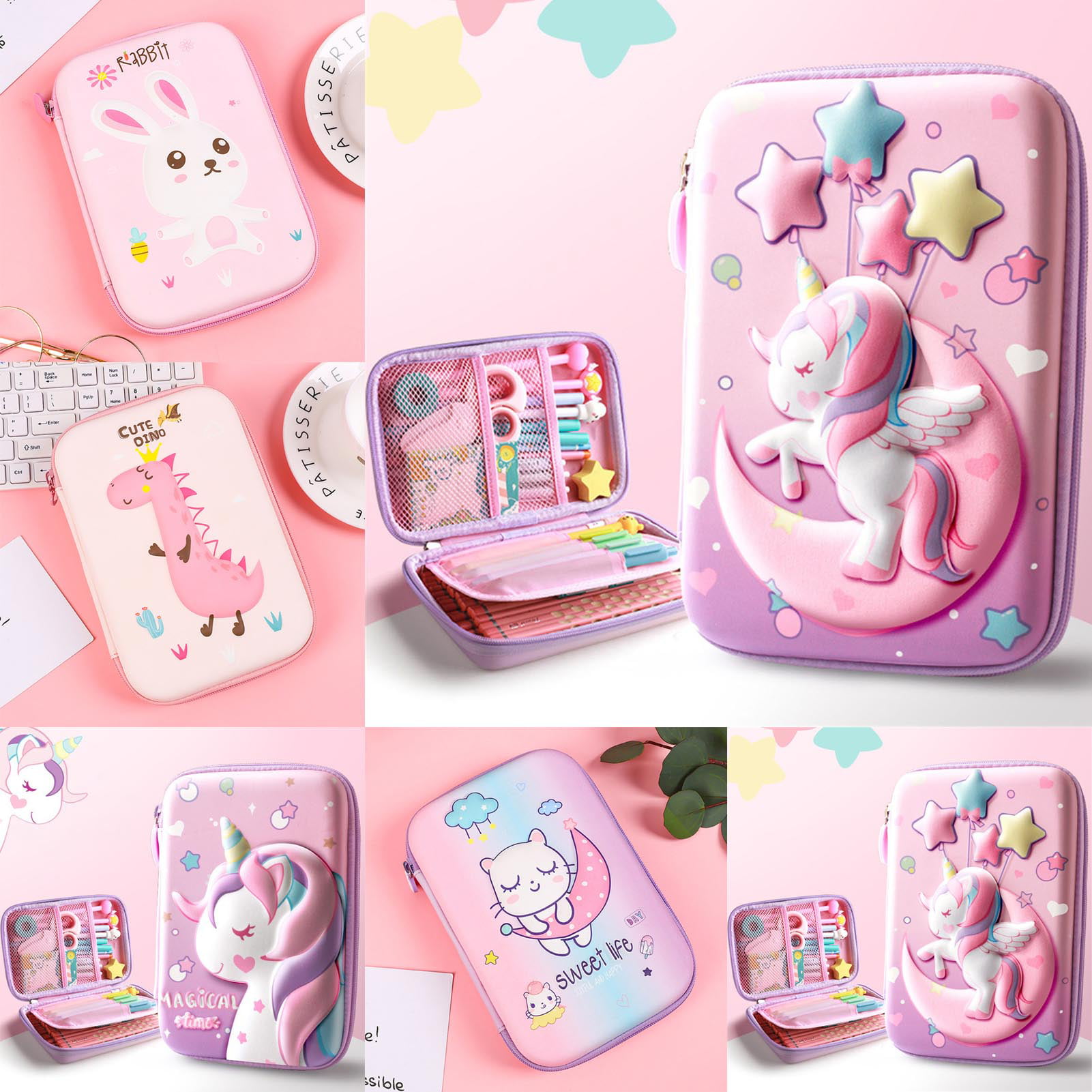 Buy FULLKART Unicorn 3D Cover EVA Pencil Case Large Capacity Pencil Pouch  Bag Compass School Pouch Organizer for Students Kids Premium Stylish Pen  Holder Pouch, Stationery Box, Cosmetic Pouch Bag Online at
