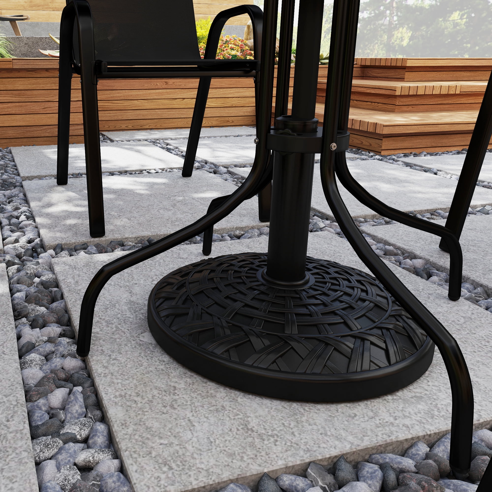 Outsunny 19" Patio Umbrella Base, 26 lbs Concrete Heavy Duty Patio Umbrella Holder for 1.5"/1.9" Umbrella Poles, Black