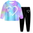 thumbnail image 2 of Pandaie Boys Girls Fashion Outfits Long Sleeve Tie Dye Sets Pullover and Elastic Waist Pants 2 Piece Kid Toddler Sweatshirt Sets Blue,2-3 Years, 2 of 5