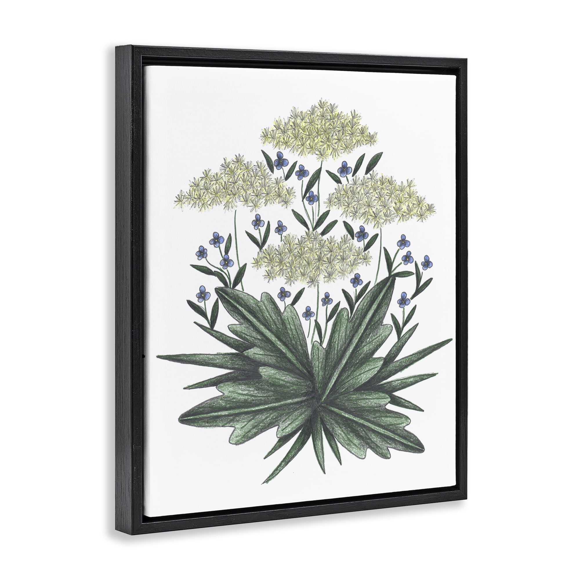 New Roots Vintage Sketch Black Framed Floater Canvas Wall Art, design by Cecilia Battaini