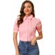 thumbnail image 3 of Allegra K Blusa De Trabajo De Algodón Plisado Con Manga Farol Para Mujer Rosa S, 3 of 6