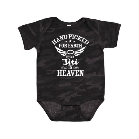 

Inktastic Handpicked for Earth By My Titi in Heaven with Angel Wings Gift Baby Boy or Baby Girl Bodysuit