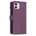 thumbnail image 5 of for iPhone 11 Zipper Wallet Case with Wrist Hand Strap & Card Slots Holder, Business PU Leather Shockproof Flip Kickstand Purse Protective Cover Case for iPhone 11, Darkpurple, 5 of 9