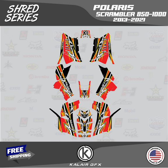 Kalair GFX Graphics Kit for Polaris ATV Scrambler 850, Scrambler 1000 (2013-2021) Shred Series