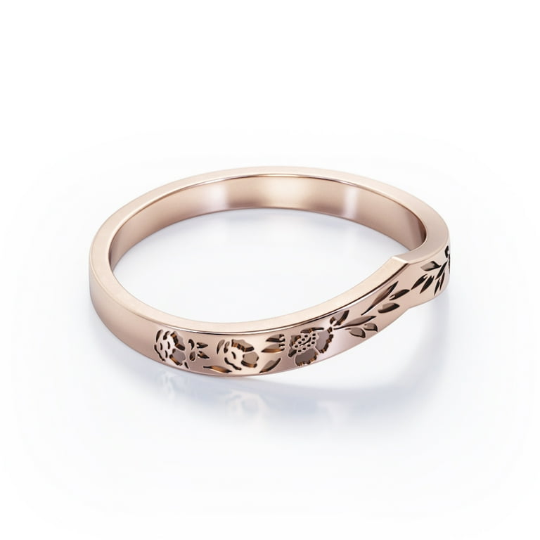 Curved filigree deals wedding band