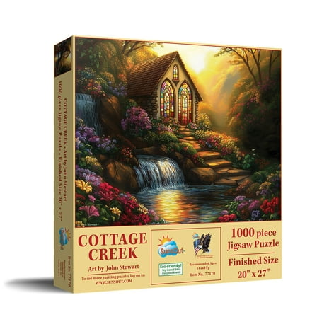 SUNSOUT INC - Cottage Creek - 1000 piece Jigsaw Puzzle for Adults by Artist: John Stewart - Finished Size 20" x 27" - MPN# 77170