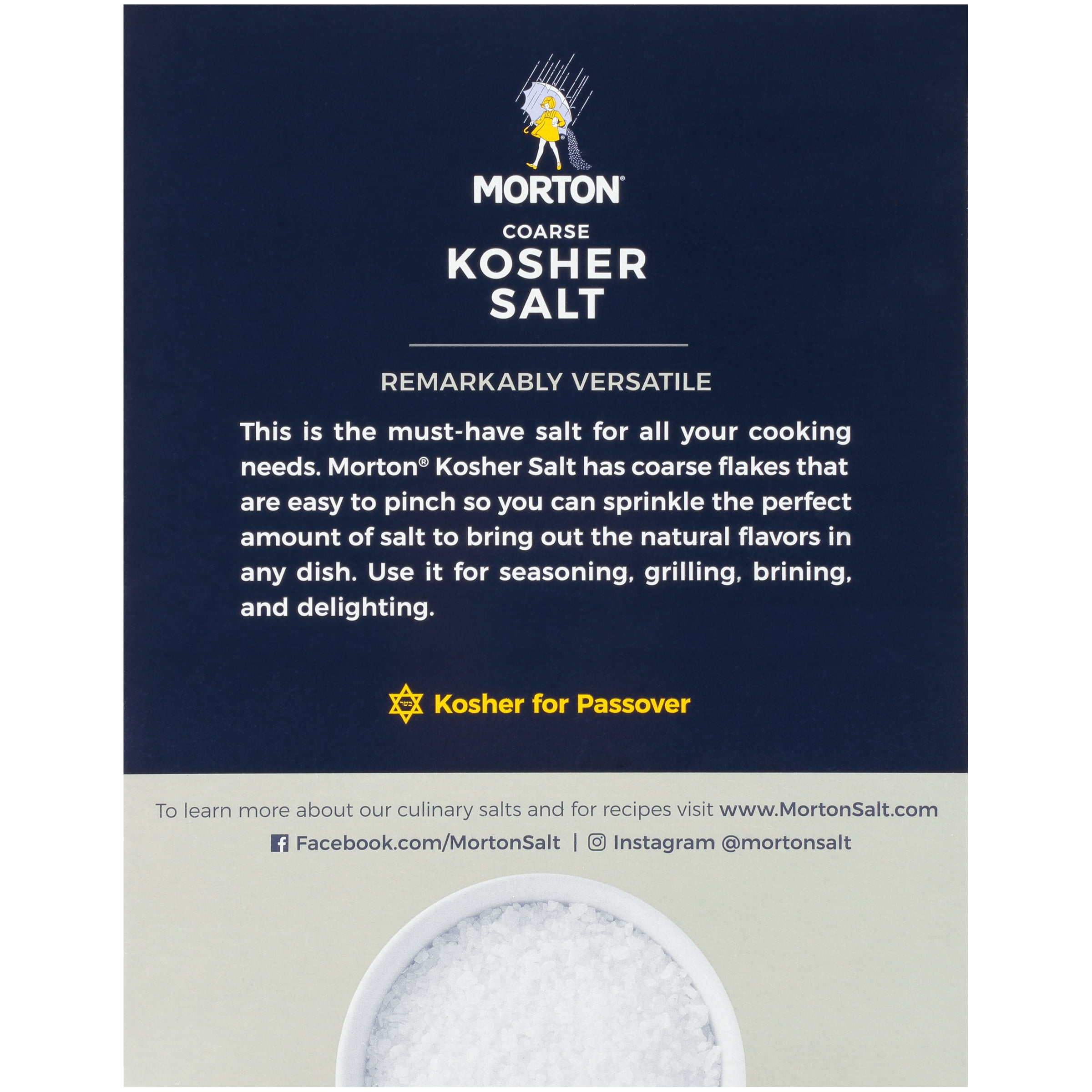 morton coarse kosher salt for everyday cooking grilling brining and as a margarita salt rimmer 3 lb box walmart com - someone is following me on instagram i don 39
