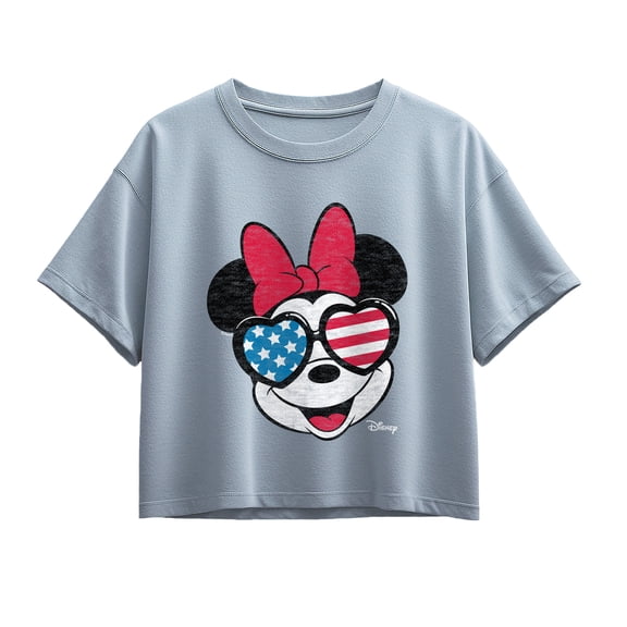 Disney - Minnie Flag Glasses - Youth Girls Boxy T-Shirt