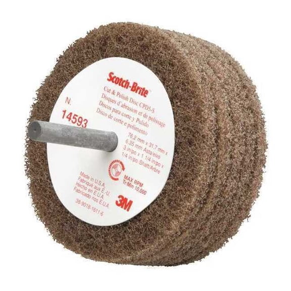 3M Scotch-Brite Cut and Polish Disc D5 3"" x 1 1/4"" Aluminum Oxide A MED