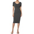 thumbnail image 1 of TheMogan Robe Midi Moulante en Jersey de Coton Extensible à Manches Courtes pour Femmes, 1 of 6