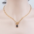 thumbnail image 5 of Lsnesstla Emerald-cut Black CZ Pendant Paperclip Chain Necklace Paperclip Toggle Necklace Black Jewelry Gift for Women, 5 of 7