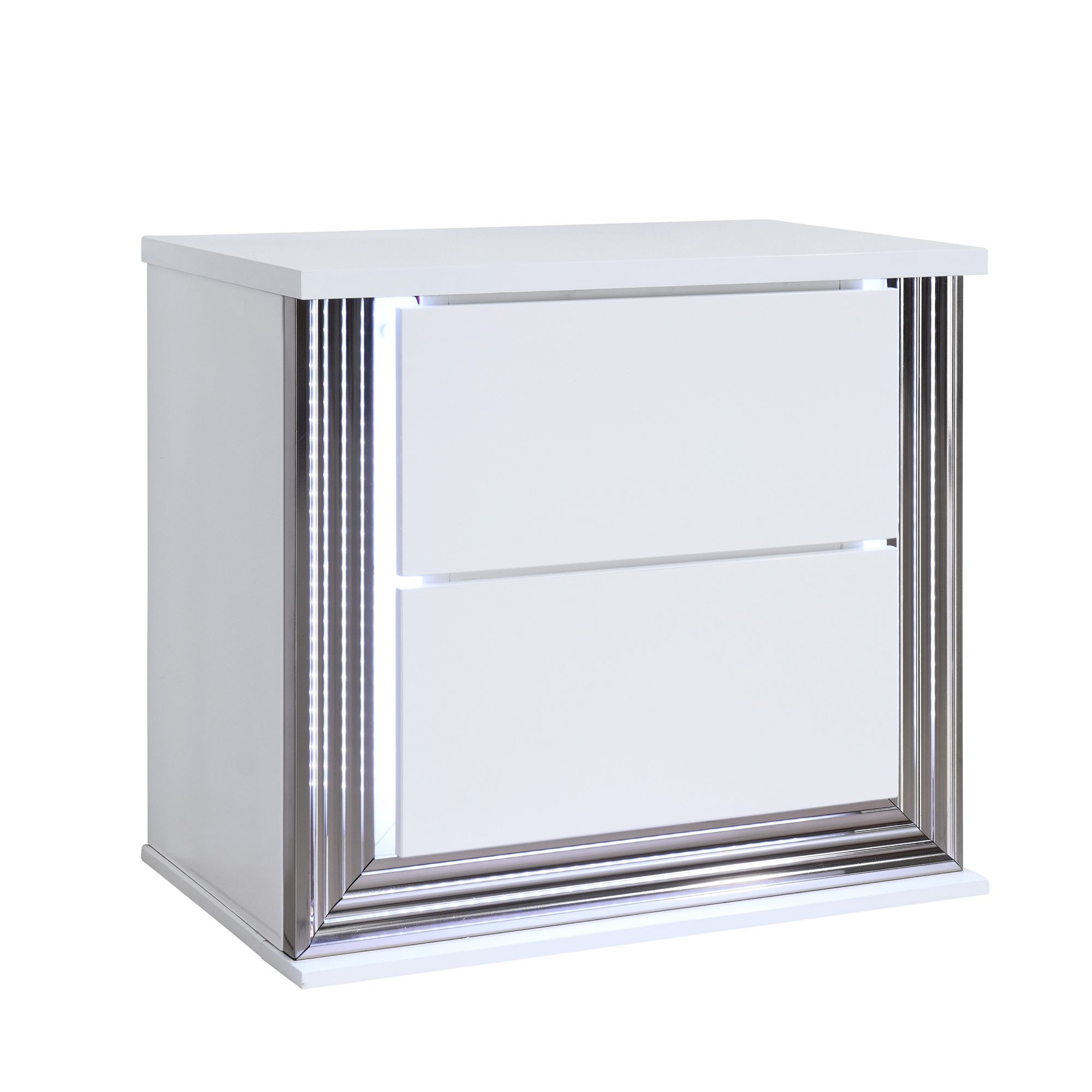 Global Furniture USA Ylime Smooth White Nightstand With Led, 1 Pack